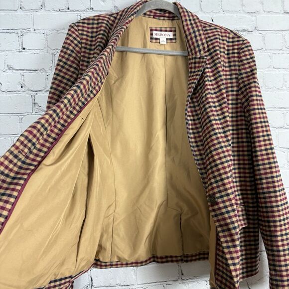 Merona Y2K Blazer Jacket Gingham Checked Multi Plaid Academia Preppy 16 - Picture 9 of 11